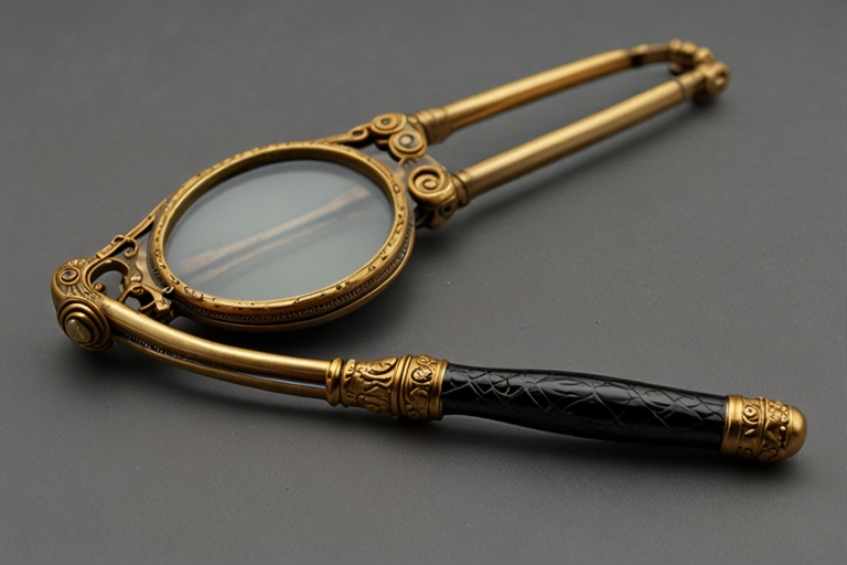 folding victorian lorgnette glasses with winged angel handle